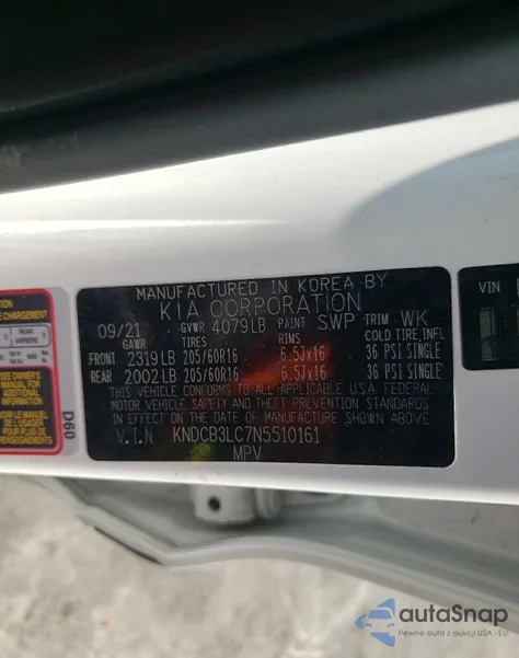 2022 Kia Niro Lx z USA, uszkodzony, nr VIN KNDCB3LC7N5510161